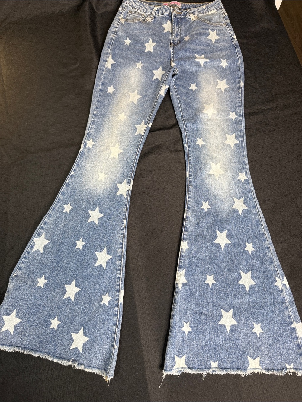 Women's Star-Print Flare Jeans in Blue Size 10 Length 34 Tall 4th of July
